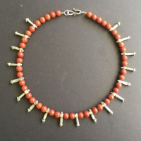 Jaspis Beads and longish Silver-Elements from Ethiopia