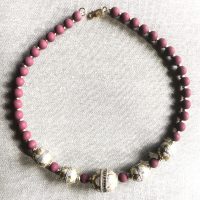 Anciant silver beads and tinted Lava